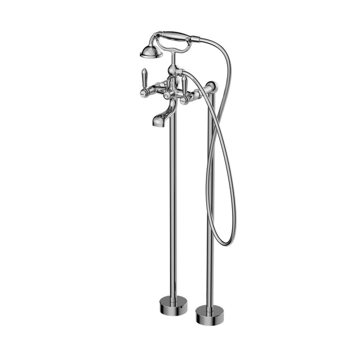 Nero York Freestanding Bath Set With Metal Hand Shower - Chrome-NR692103a02CH-blue-leaf-bathware