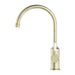 Nero York Kitchen Mixer Gooseneck Spout With White Porcelain Lever - Aged Brass-NR69210601AB-blue-leaf-bathware