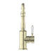 Nero York Kitchen Mixer Hook Spout With White Porcelain Lever - Aged Brass-NR69210701AB-blue-leaf-bathware