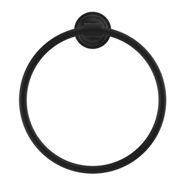 Nero York Towel Ring - Matte Black-NR6980MB-blue-leaf-bathware