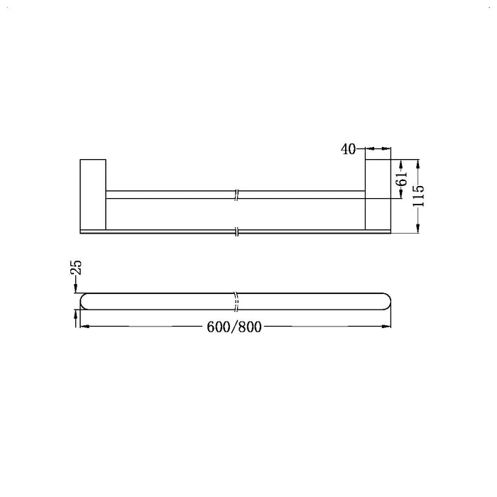 Nero Bianca Double Towel Rail - Brushed Nickel-blue-leaf-bathware