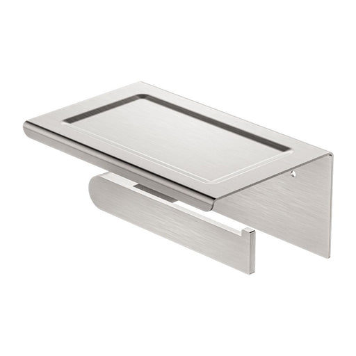 Nero Bianca Toilet Roll Holder With Phone Holder - Brushed Nickel-NR9086aBN-blue-leaf-bathware