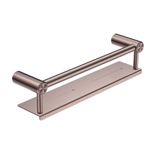 Nero Mecca Care 25mm Grab Rail With Shelf - Brushed Bronze-blue-leaf-bathware