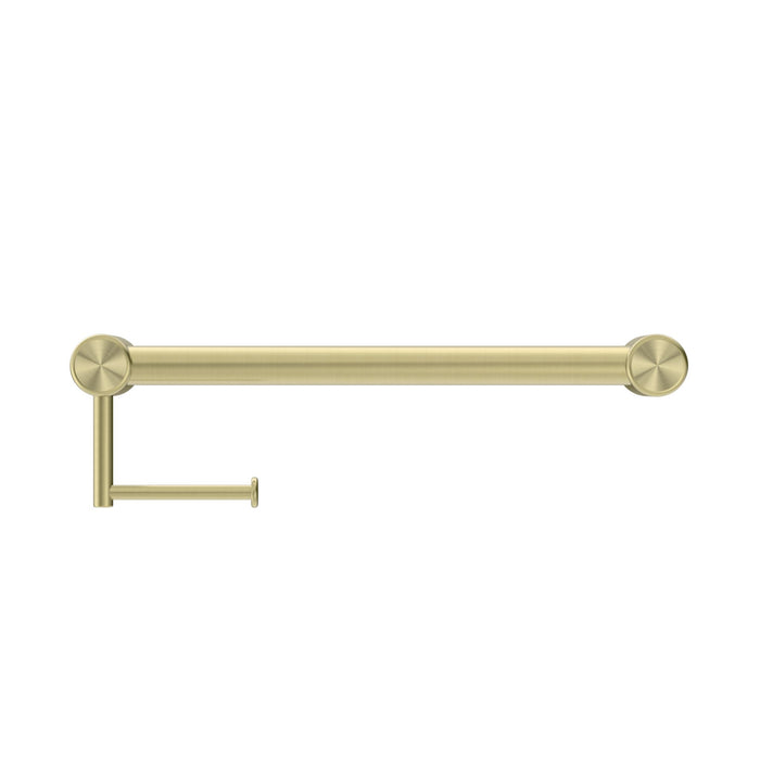 Nero Mecca Care 32mm Grab Rail With Toilet Roll Holder 450mm - Brushed Gold-NRCR3218ABG-blue-leaf-bathware