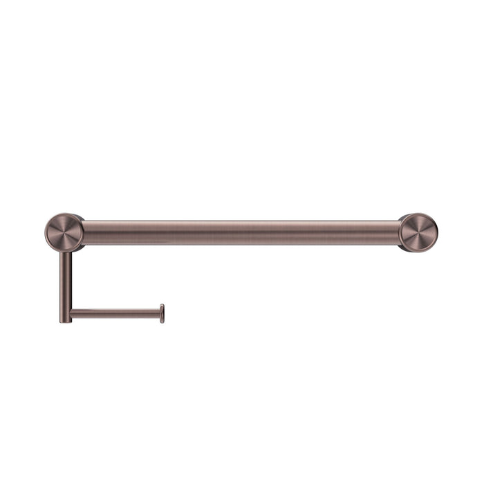 Nero Mecca Care 32mm Grab Rail With Toilet Roll Holder 450mm - Brushed Bronze-NRCR3218ABZ-blue-leaf-bathware