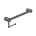 Nero Mecca Care 32mm Grab Rail With Toilet Roll Holder 450mm - Gun Metal-NRCR3218AGM-blue-leaf-bathware