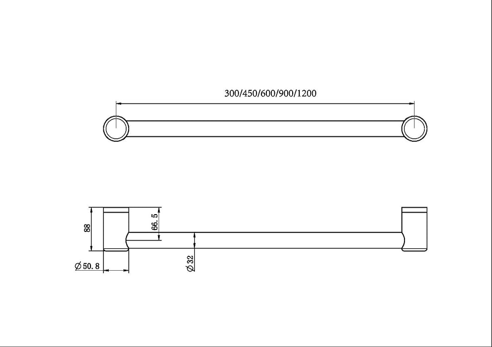 Nero Mecca Care 32mm Grab Rail - Brushed Nickel-blue-leaf-bathware