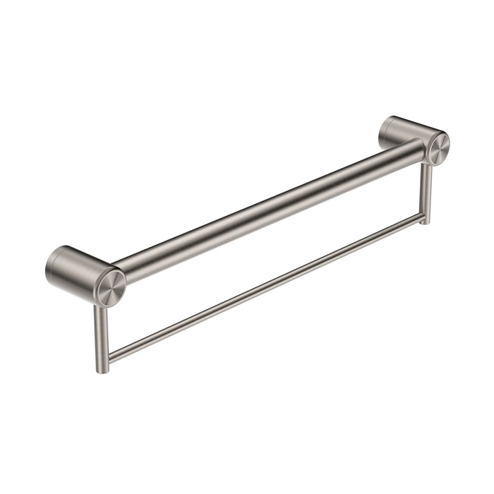 Nero Mecca Care 32mm Grab Rail With Towel Holder - Brushed Nickel-blue-leaf-bathware