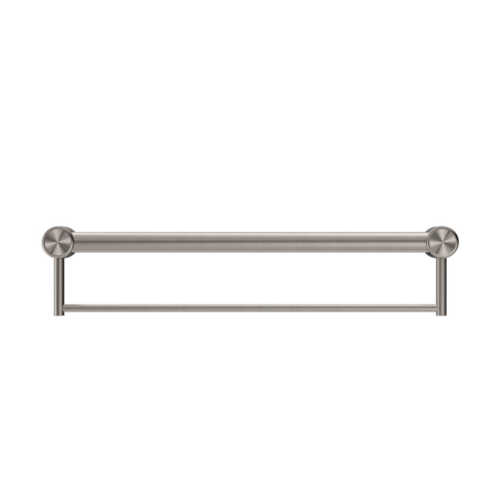 Nero Mecca Care 32mm Grab Rail With Towel Holder - Brushed Nickel-blue-leaf-bathware