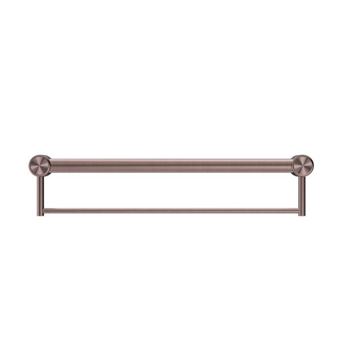 Nero Mecca Care 32mm Grab Rail With Towel Holder - Brushed Bronze-blue-leaf-bathware