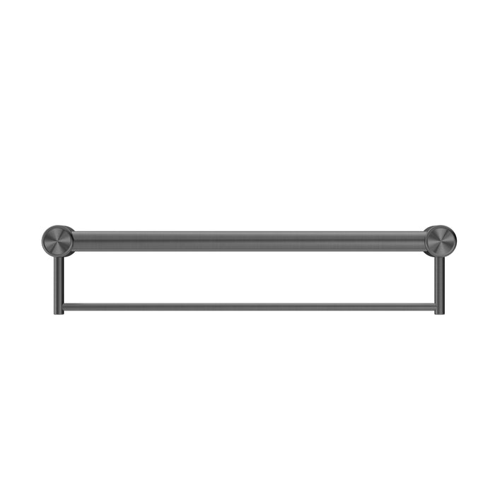 Nero Mecca Care 32mm Grab Rail With Towel Holder - Gun Metal-blue-leaf-bathware