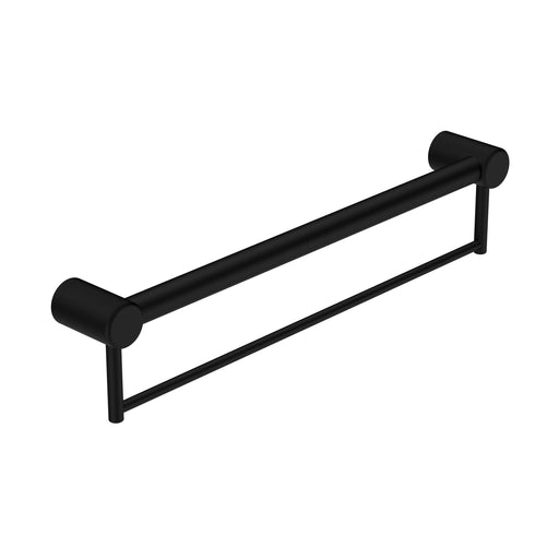 Nero Mecca Care 32mm Grab Rail With Towel Holder - Matte Black-blue-leaf-bathware