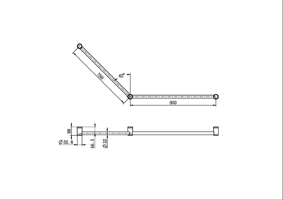 Nero Mecca Care 32mm Dda Grab Rail Set 45 Degree 750x900mm - Brushed Nickel-NRCR3245BN-blue-leaf-bathware