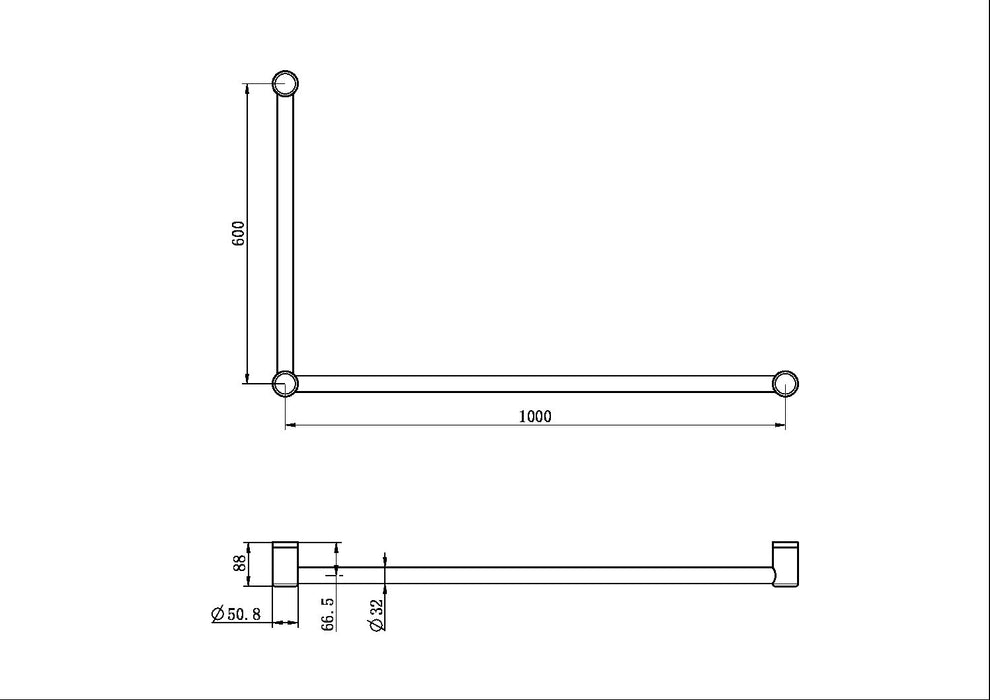 Nero Mecca Care 32mm Dda Grab Rail Set 90 Degree 600x1000mm - Brushed Nickel-NRCR3290BN-blue-leaf-bathware