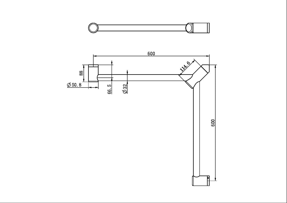 Nero Mecca Care 32mm Wrap Around Corner Grab Rail 600x600mm - Matte Black-NRCR3290WMB-blue-leaf-bathware