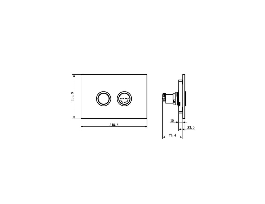 Nero Raised Disabled Care Pneumatic Flush Buttons Plate DDA Compliant - Matte Black-NRCRPL002MB-blue-leaf-bathware