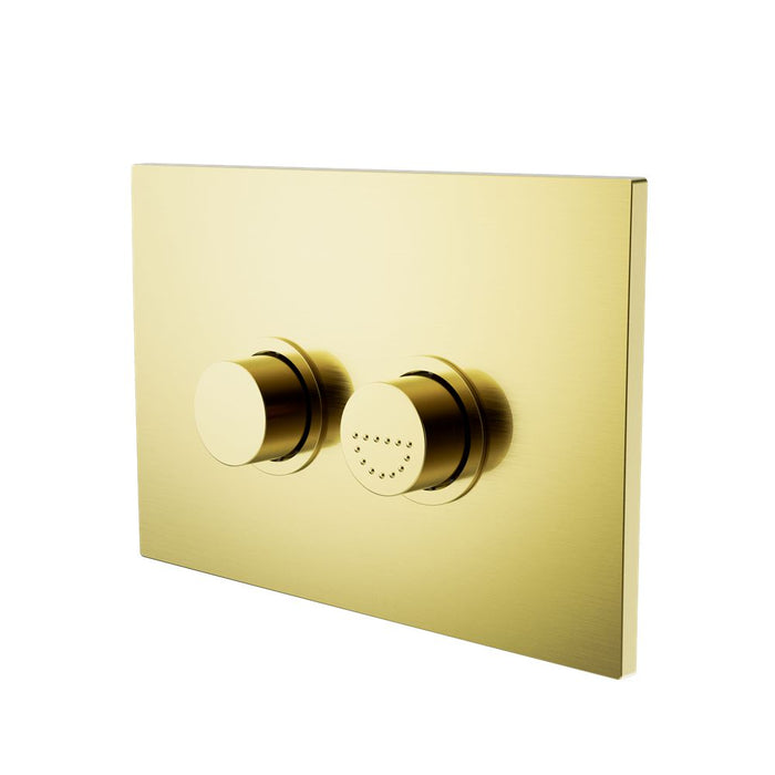 Nero Raised Disabled Care Pneumatic Flush Buttons Plate DDA Compliant - Brushed Gold-NRCRPL002BG-blue-leaf-bathware