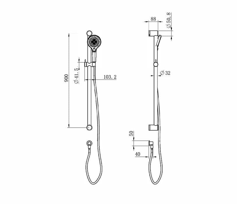 Nero Mecca Care 32mm Grab Rail And Adjustable Shower Rail Set 900mm - Brushed Nickel-NRCS005BN-blue-leaf-bathware