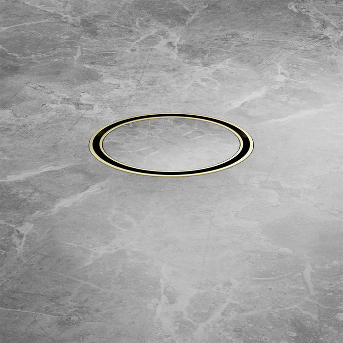 Nero 100mm Round Tile Insert Floor Waste 50mm Outlet - Brushed Gold-NRFW003BG-blue-leaf-bathware