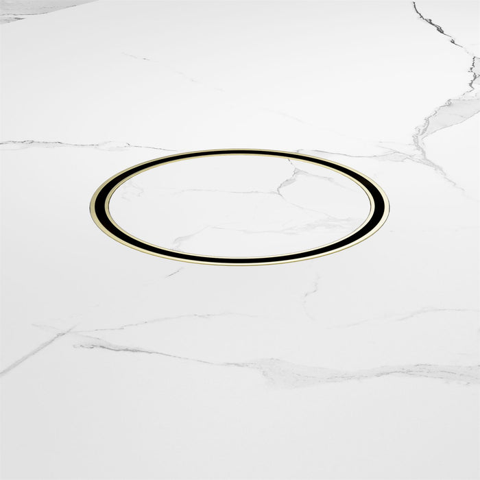 Nero 130mm Round Tile Insert Floor Waste 80mm Outlet - Brushed Gold-NRFW004BG-blue-leaf-bathware