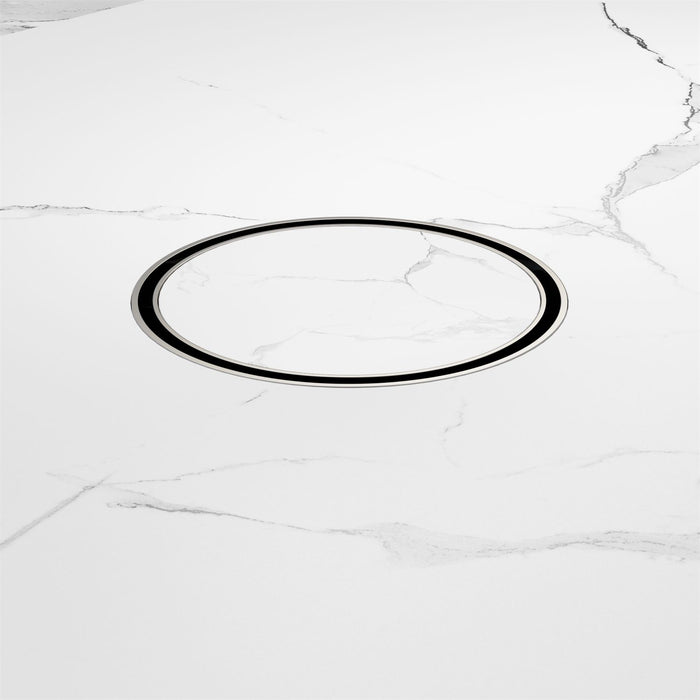 Nero 130mm Round Tile Insert Floor Waste 80mm Outlet - Brushed Nickel-NRFW004BN-blue-leaf-bathware