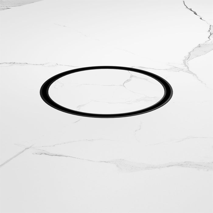 Nero 130mm Round Tile Insert Floor Waste 80mm Outlet - Matte Black-NRFW004MB-blue-leaf-bathware