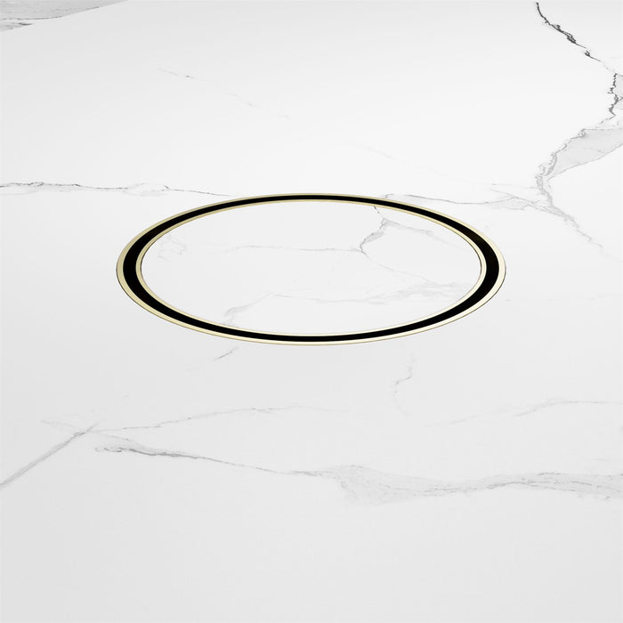 Nero 130mm Round Tile Insert Floor Waste 100mm Outlet - Brushed Gold-NRFW005BG-blue-leaf-bathware