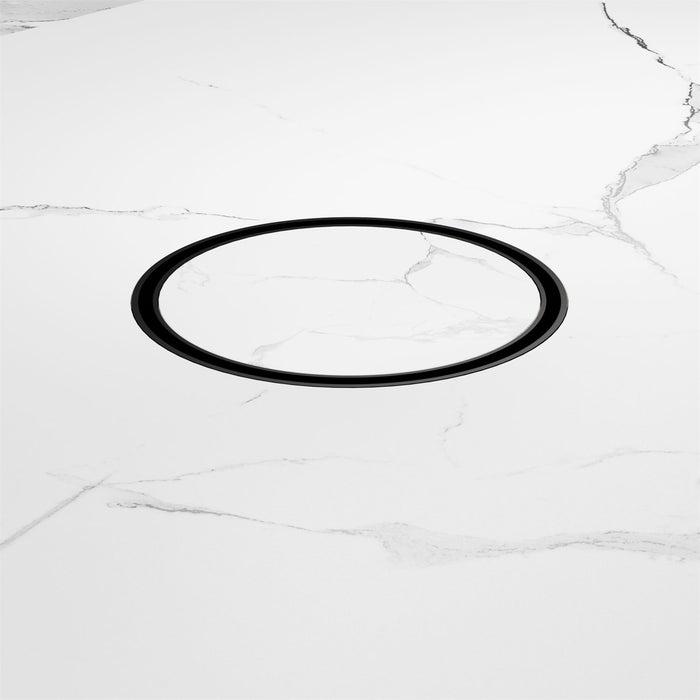 Nero 130mm Round Tile Insert Floor Waste 100mm Outlet - Matte Black-NRFW005MB-blue-leaf-bathware