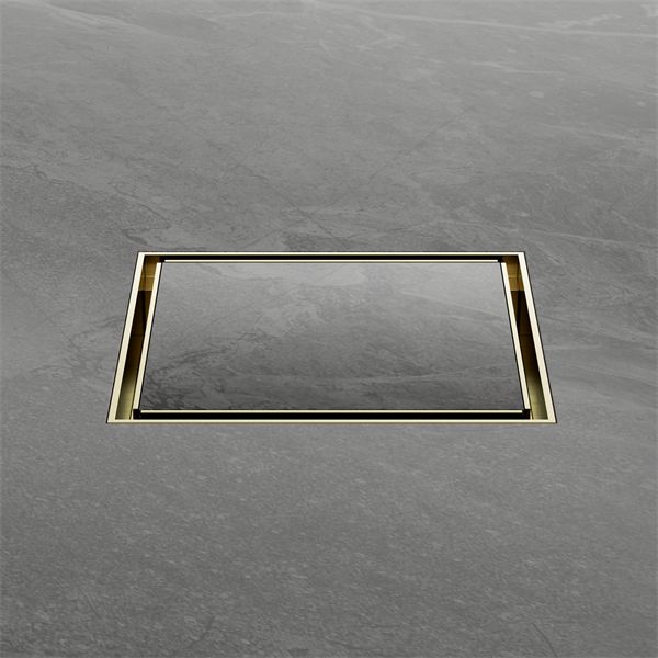 Nero 130mm Square Tile Insert Floor Waste 80mm Outlet - Brushed Gold-NRFW007BG-blue-leaf-bathware