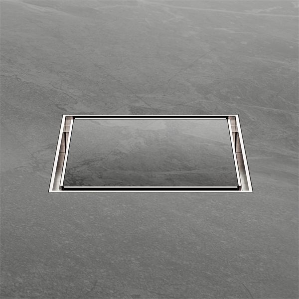 Nero 130mm Square Tile Insert Floor Waste 80mm Outlet - Brushed Nickel-NRFW007BN-blue-leaf-bathware