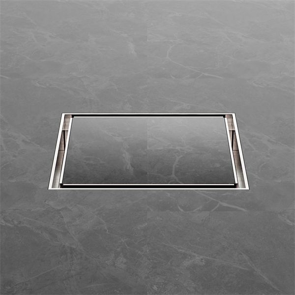 Nero 130mm Square Tile Insert Floor Waste 100mm Outlet - Brushed Nickel-NRFW008BN-blue-leaf-bathware