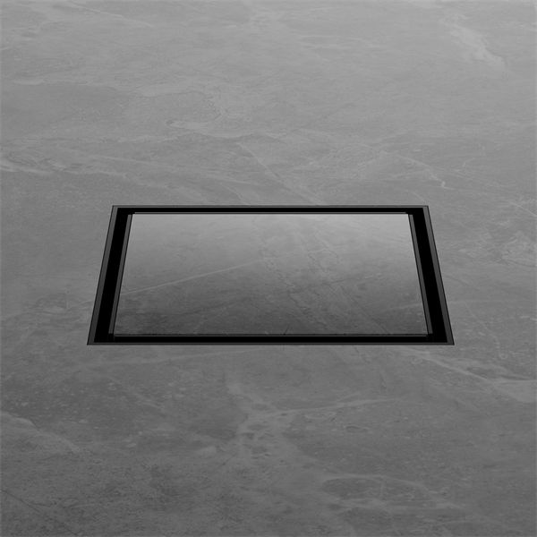 Nero 130mm Square Tile Insert Floor Waste 100mm Outlet - Matte Black-NRFW008MB-blue-leaf-bathware