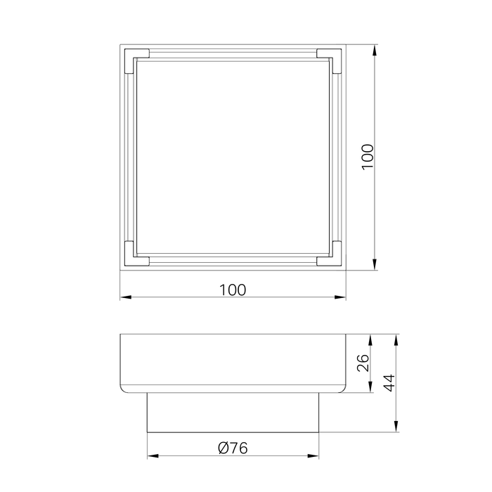 Nero 100mm Square Tile Insert Floor Waste 80mm Outlet Brushed Gold - Brushed Gold