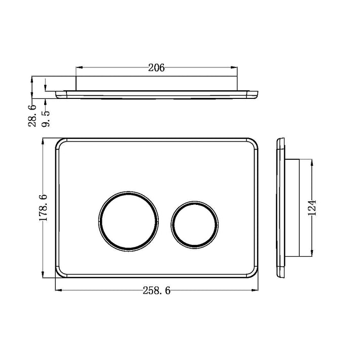 Nero In Wall Toilet Push Plate - Graphite-NRPL001GR-blue-leaf-bathware