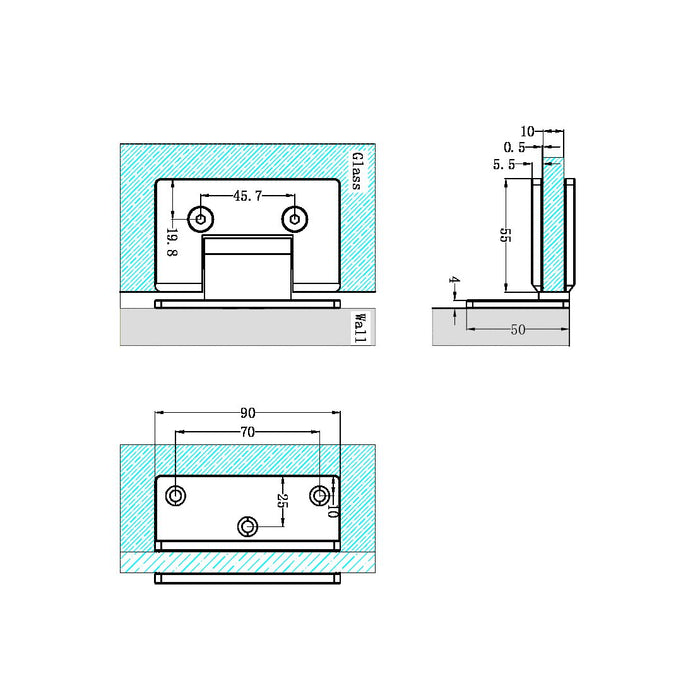 Nero 90 Degree Glass To Wall Shower Hinge 10mm Glass - Brushed Bronze-NRSH101aBZ-blue-leaf-bathware