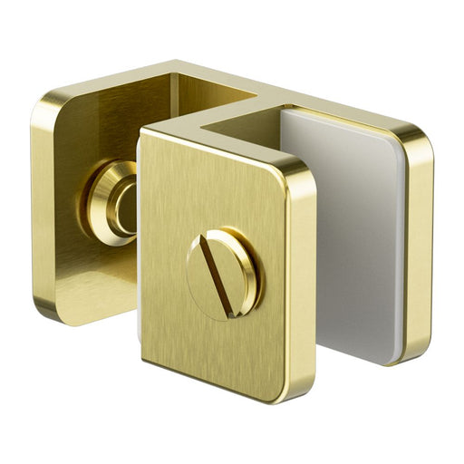Nero Over-Panel Glass To Glass Fitting 10mm Glass - Brushed Gold-NRSH201aBG-blue-leaf-bathware