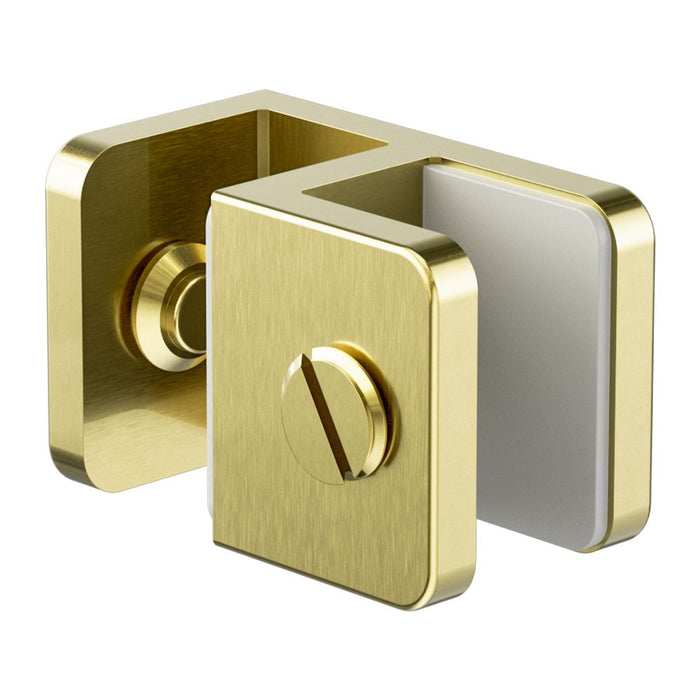 Nero Over-Panel Glass To Glass Fitting 10mm Glass - Brushed Gold-NRSH201aBG-blue-leaf-bathware