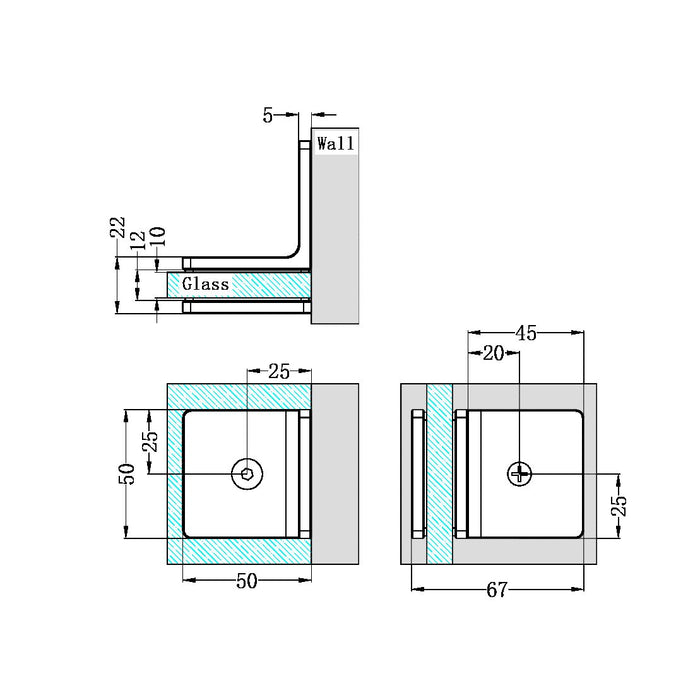 Nero 90 Degree Glass To Wall Bracket 10mm Glass - Brushed Gold-NRSH204aBG-blue-leaf-bathware