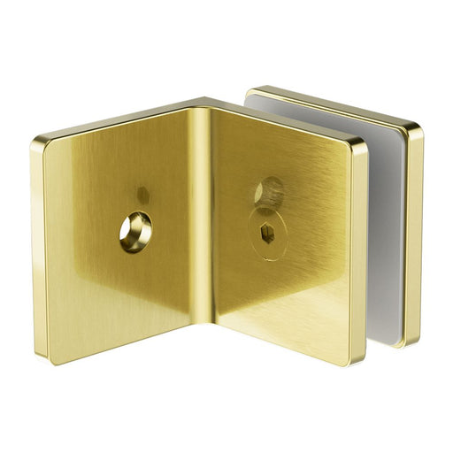 Nero 90 Degree Glass To Wall Bracket 10mm Glass - Brushed Gold-NRSH204aBG-blue-leaf-bathware