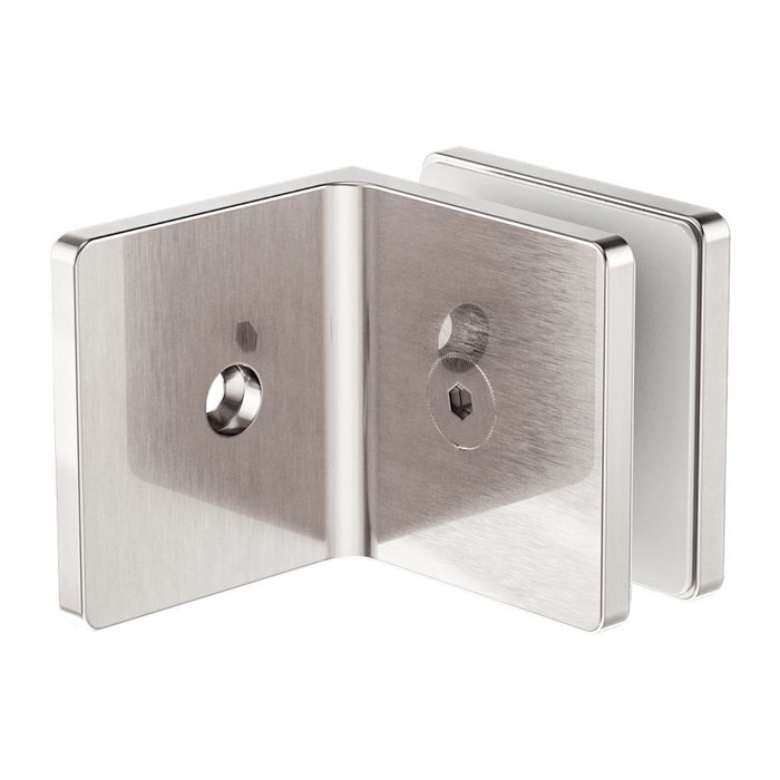 Nero 90 Degree Glass To Wall Bracket 10mm Glass - Brushed Nickel-NRSH204aBN-blue-leaf-bathware