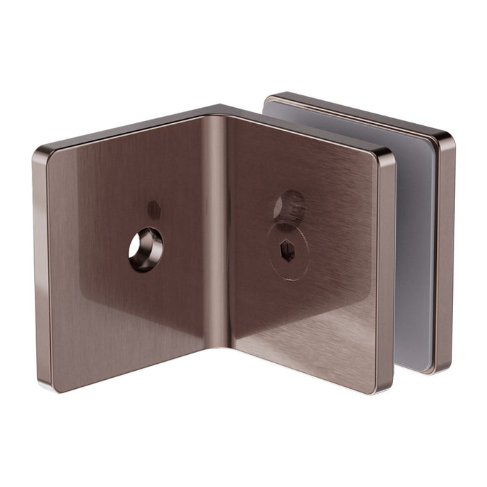 Nero 90 Degree Glass To Wall Bracket 10mm Glass - Brushed Bronze-NRSH204aBZ-blue-leaf-bathware