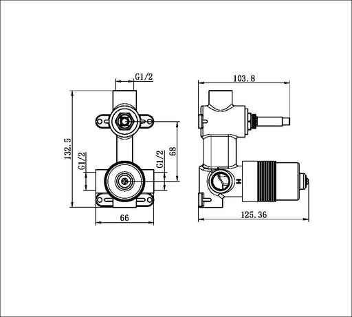 Nero Project 35mm Universal Shower Mixer With Diverter Body Only-NRUB003-blue-leaf-bathware