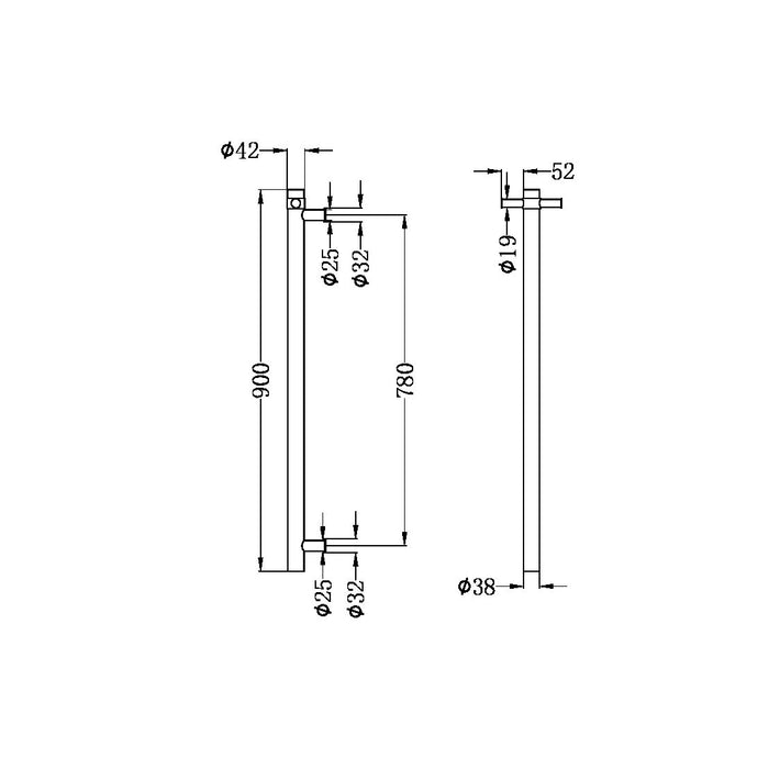 Nero Heated Vertical Towel Rail - Matte White-NRV900HMW-blue-leaf-bathware