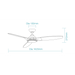 Martec Newport DC 56″ Smart Ceiling Fan With WIFI Remote Control + LED light - Matt White - Technical Drawing