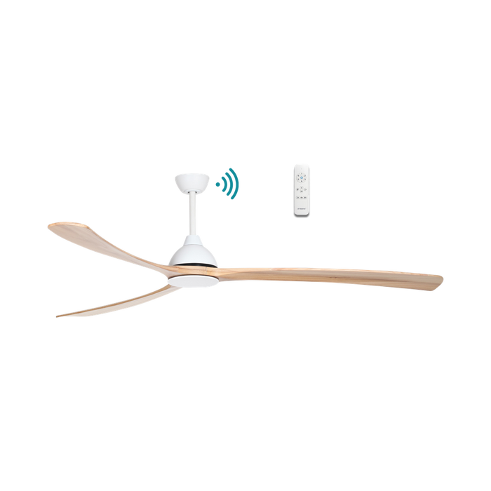 Martec Norfolk Aero DC 86″ Smart Ceiling Fan With WIFI Remote Control - Matt White / Natural