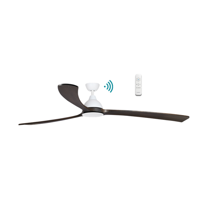 Martec Norfolk Aero DC 86″ Smart Ceiling Fan With WIFI Remote Control - Matt White / Walnut