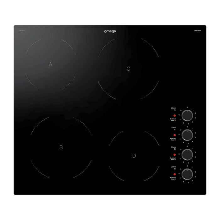 Omega 60cm Ceramic Cooktop Knob Controls