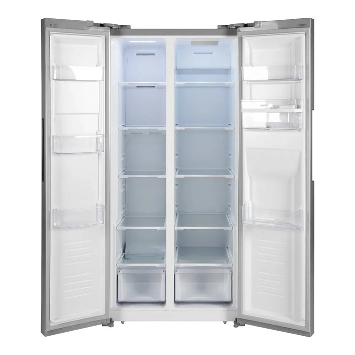 Omega 582L Side by Side Fridge Black Steel