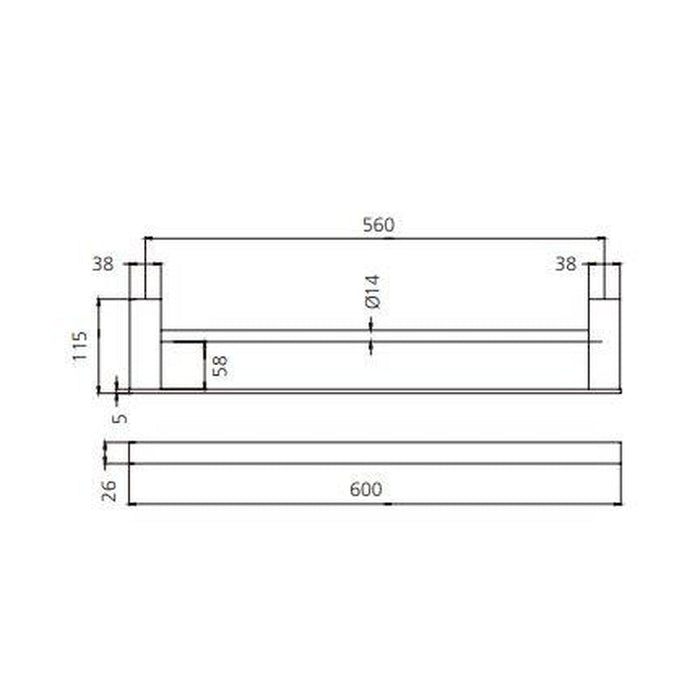 Oliveri Athens Chrome Double Towel Rail 600mm-AT4624DCR-blue-leaf-bathware