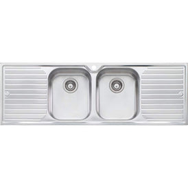 Oliveri Diaz Double Bowl Sink With Double Drainer-DZ153 1TH-blue-leaf-bathware